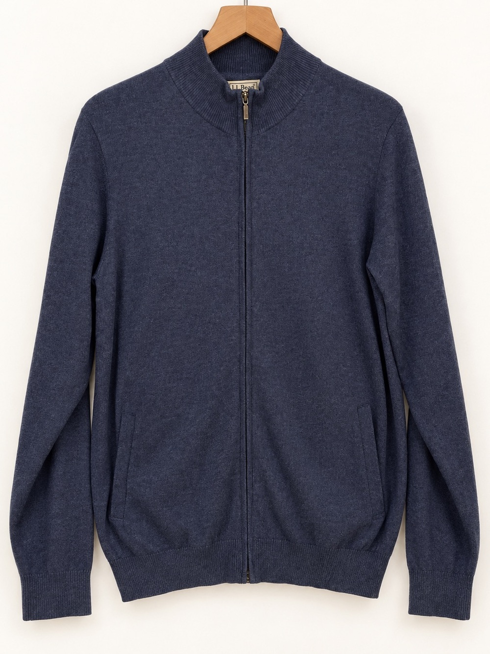 LL Bean Cashmere/CottonMen's Navy Full-Zip Knit Sweater